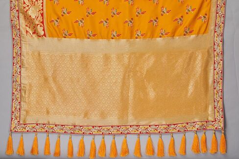 Women's Banarasi Silk Saree With Blouse Piece (28360_Yellow) in Saudi Arabia