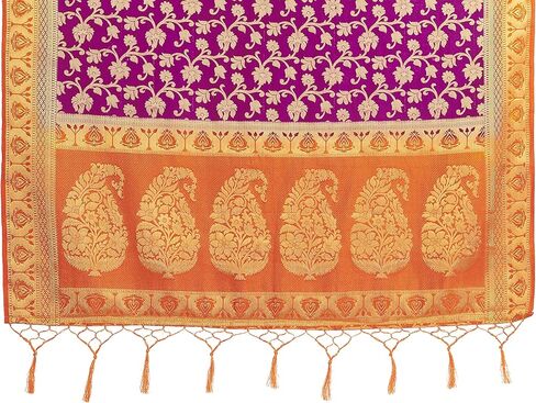 الساري الهندي للنساء من حرير باناراسي الخام || هدية الساري الهندي المنسوج لديوالي العرقي مع بلوزة غير مخيطة in Kuwait