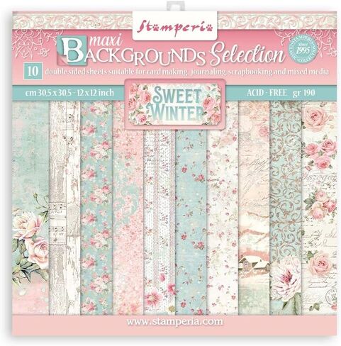 Stamperia International Mini Scrapbooking Pad-Double Sided Sheets-Backgrounds-Sweet Winter, Multicoloured, 8 x 8 inches in Saudi Arabia
