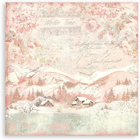 Stamperia International Mini Scrapbooking Pad-Double Sided Sheets-Backgrounds-Sweet Winter, Multicoloured, 8 x 8 inches in Saudi Arabia