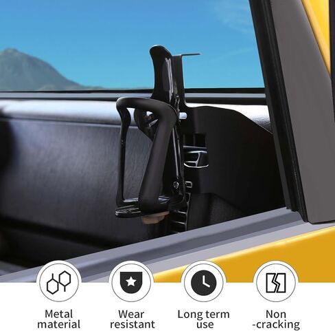 موسع حامل أكواب الباب من Linskip متوافق مع Jeep TJ Wrangler 1997-2006، حامل الهاتف الخلوي متعدد الوظائف 2 في 1، ملحقات TJ الداخلية (أسود) in Saudi Arabia