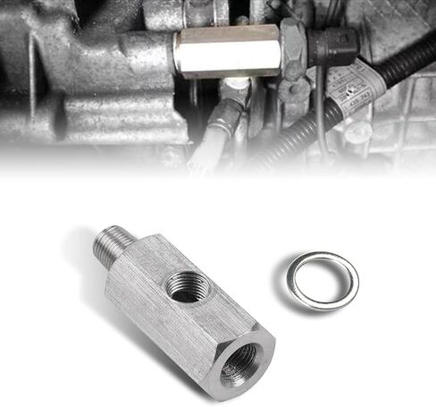 1 PC Car Oil Pressure Sensor Connector, T-shaped 1/8" NPT Turbo Adapter, Automotive Hydraulic System Replacement Parts, Sutible for Most Cars (Silver) in Kuwait