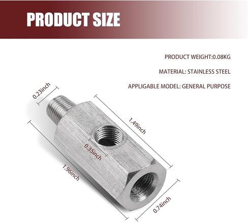1 PC Car Oil Pressure Sensor Connector, T-shaped 1/8" NPT Turbo Adapter, Automotive Hydraulic System Replacement Parts, Sutible for Most Cars (Silver) in Kuwait