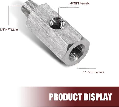 1 PC Car Oil Pressure Sensor Connector, T-shaped 1/8" NPT Turbo Adapter, Automotive Hydraulic System Replacement Parts, Sutible for Most Cars (Silver) in Kuwait