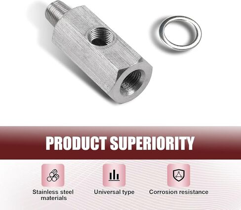 1 PC Car Oil Pressure Sensor Connector, T-shaped 1/8" NPT Turbo Adapter, Automotive Hydraulic System Replacement Parts, Sutible for Most Cars (Silver) in Kuwait