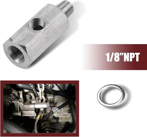 1 PC Car Oil Pressure Sensor Connector, T-shaped 1/8" NPT Turbo Adapter, Automotive Hydraulic System Replacement Parts, Sutible for Most Cars (Silver) in Kuwait