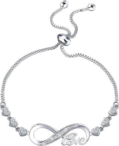 Rhinestone Infinity Endless Love Symbol Charm Connectors Adjustable Bracelet in Saudi Arabia