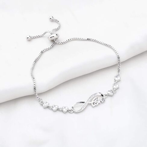 Rhinestone Infinity Endless Love Symbol Charm Connectors Adjustable Bracelet in Saudi Arabia