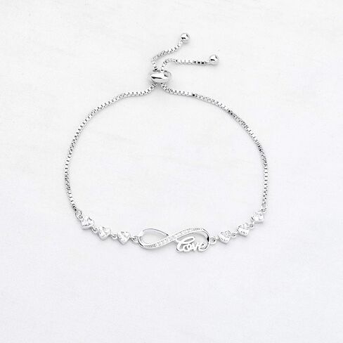 Rhinestone Infinity Endless Love Symbol Charm Connectors Adjustable Bracelet in Saudi Arabia