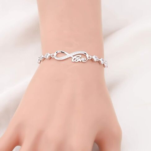 Rhinestone Infinity Endless Love Symbol Charm Connectors Adjustable Bracelet in Saudi Arabia