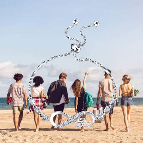 Rhinestone Infinity Endless Love Symbol Charm Connectors Adjustable Bracelet in Saudi Arabia