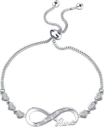 Rhinestone Infinity Endless Love Symbol Charm Connectors Adjustable Bracelet in Saudi Arabia