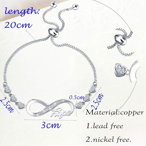 حجر الراين إنفينيتي الحب الذي لا نهاية له رمز سحر موصلات سوار قابل للتعديل in Kuwait