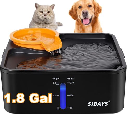 SIBAYS Dog Water Fountain for Large Dogs,1.8GAL Water Bowl Dispenser with 5 Layer Filter, Automatic Super Quiet Overflow Protection with Visible Water Level Drinking-Safe Material in Saudi Arabia