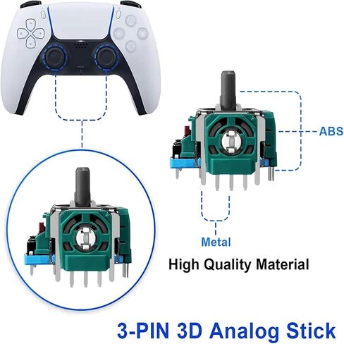 4 قطع بديلة من عصا التحكم لوحدة تحكم PS5، استبدال عصا التحكم التناظرية ثلاثية الأبعاد LUNISSILY المتوافقة مع جزء وحدة تحكم Playstation 5 DualSense مع طقم مفك إصلاح لوحدة تحكم PS5. in Kuwait