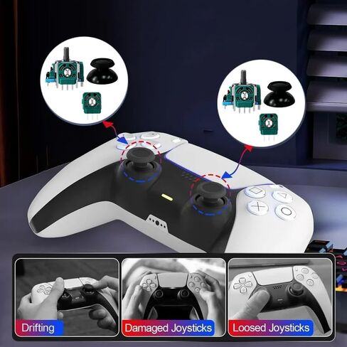 4 قطع بديلة من عصا التحكم لوحدة تحكم PS5، استبدال عصا التحكم التناظرية ثلاثية الأبعاد LUNISSILY المتوافقة مع جزء وحدة تحكم Playstation 5 DualSense مع طقم مفك إصلاح لوحدة تحكم PS5. in Kuwait