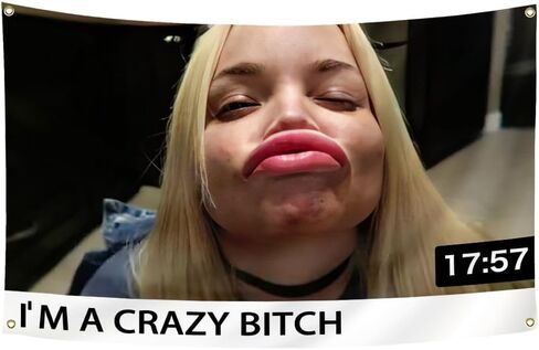 Trisha Paytas Funny Tapestry I'm Crazy Bitch Meme Wall Flag 3x5 Feet for Room College Dorm Men Cave Wall Decor Vivid Color HD Printing in Saudi Arabia