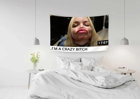 Trisha Paytas Funny Tapestry I'm Crazy Bitch Meme Wall Flag 3x5 Feet for Room College Dorm Men Cave Wall Decor Vivid Color HD Printing in Saudi Arabia