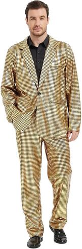 Men's Metallic Shiny Suit Retro Disco Costume Fun Outfit Sequin Blazer for Men 2 Piece for Party Prom Club in Saudi Arabia