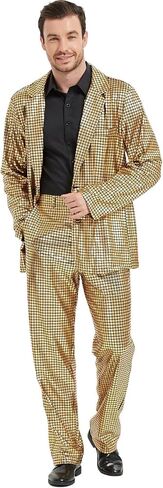 Men's Metallic Shiny Suit Retro Disco Costume Fun Outfit Sequin Blazer for Men 2 Piece for Party Prom Club in Saudi Arabia