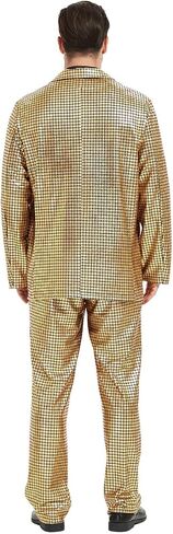 Men's Metallic Shiny Suit Retro Disco Costume Fun Outfit Sequin Blazer for Men 2 Piece for Party Prom Club in Saudi Arabia