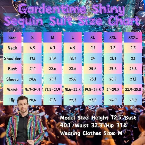 Men's Metallic Shiny Suit Retro Disco Costume Fun Outfit Sequin Blazer for Men 2 Piece for Party Prom Club in Saudi Arabia
