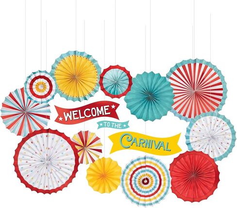 ديكورات مروحة الكرنفال الاحتفالية (عبوة من 15 قطعة) - ديكور حفلات نابض بالحياة ولافت للنظر لجميع المناسبات in Kuwait