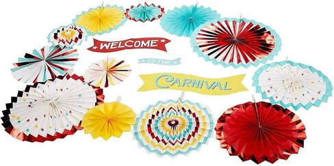 ديكورات مروحة الكرنفال الاحتفالية (عبوة من 15 قطعة) - ديكور حفلات نابض بالحياة ولافت للنظر لجميع المناسبات in Kuwait