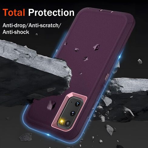 for Galaxy S20 Case, Military-Grade Protective Heavy Duty Phone Case, Shockproof Drop/Dust Proof 3-Layer Heavy Duty Protection Case for Samsung Galaxy S20 5G 6.2 Inch, Black in Kuwait