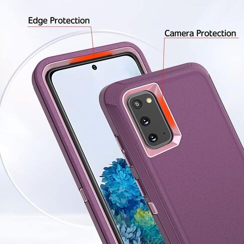 for Galaxy S20 Case, Military-Grade Protective Heavy Duty Phone Case, Shockproof Drop/Dust Proof 3-Layer Heavy Duty Protection Case for Samsung Galaxy S20 5G 6.2 Inch, Black in Kuwait