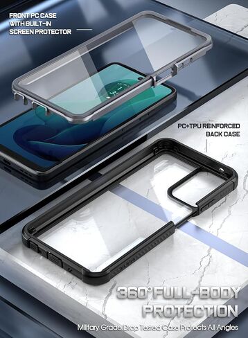 حافظة Poetic Guardian لهاتف Motorola Moto G 5G 2024 [غير مناسبة لإصدار 2023]، [تم اختبار السقوط بدرجة ميل 20FT]، غطاء مقاوم للصدمات لكامل الجسم مع واقي شاشة مدمج، أسود/شفاف in Kuwait