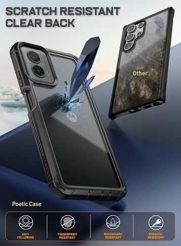 حافظة Poetic Guardian لهاتف Motorola Moto G 5G 2024 [غير مناسبة لإصدار 2023]، [تم اختبار السقوط بدرجة ميل 20FT]، غطاء مقاوم للصدمات لكامل الجسم مع واقي شاشة مدمج، أسود/شفاف in Kuwait