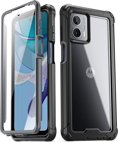 حافظة Poetic Guardian لهاتف Motorola Moto G 5G 2024 [غير مناسبة لإصدار 2023]، [تم اختبار السقوط بدرجة ميل 20FT]، غطاء مقاوم للصدمات لكامل الجسم مع واقي شاشة مدمج، أسود/شفاف in Kuwait