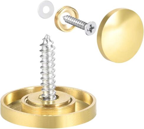 uxcell Mirror Screws Decorative Caps Cover Nails Polished Gold 22mm 2pcs in Saudi Arabia