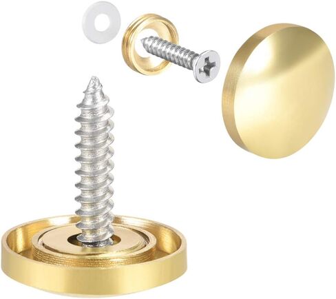 uxcell Mirror Screws Decorative Caps Cover Nails Polished Gold 22mm 2pcs in Saudi Arabia
