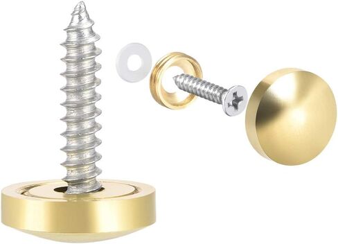 uxcell Mirror Screws Decorative Caps Cover Nails Polished Gold 22mm 2pcs in Saudi Arabia