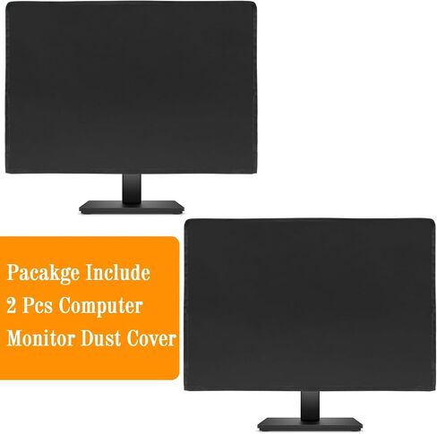 2Pack Waterproof Computer Monitor Dust Cover, Luxiv Black Full Body Cover for Computer Screen Computer Monitor Covers for Desktops Anti-Static LCD-Silky HD Panel Dust Cover (LLW-computer cover 2P-S) in Saudi Arabia