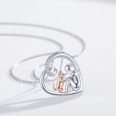 Cat Jewelry for Women 925 Silver Cat Necklace for Women Rose Gold Cat Themed Gifts for Girls Cat Lovers in Saudi Arabia