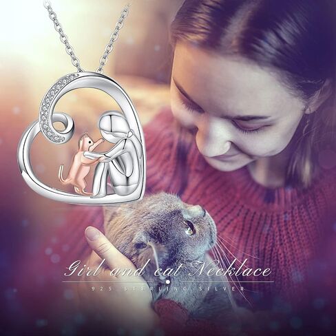Cat Jewelry for Women 925 Silver Cat Necklace for Women Rose Gold Cat Themed Gifts for Girls Cat Lovers in Saudi Arabia