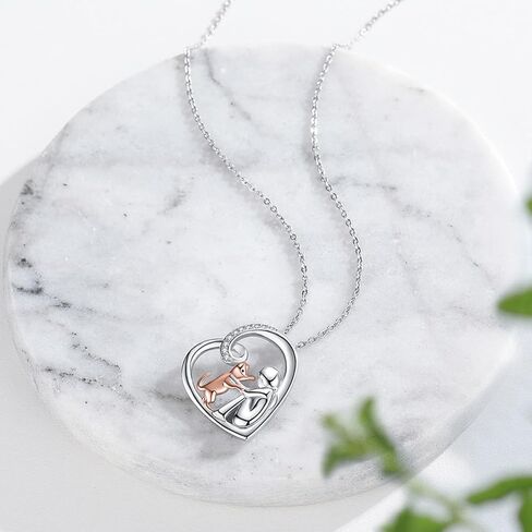 Cat Jewelry for Women 925 Silver Cat Necklace for Women Rose Gold Cat Themed Gifts for Girls Cat Lovers in Saudi Arabia
