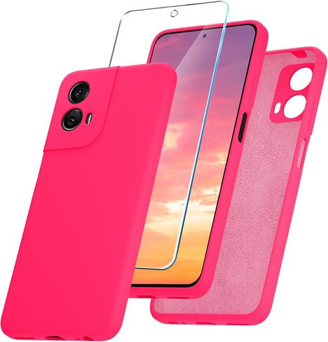for Motorola Moto G 5G 2023 Case, Silicone Phone Case with 2 Screen Protector, Soft Anti-Scratch Microfiber Lining, Full Body Shockproof Slim Cover, Black in Saudi Arabia