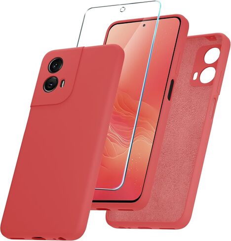 for Motorola Moto G 5G 2023 Case, Silicone Phone Case with 2 Screen Protector, Soft Anti-Scratch Microfiber Lining, Full Body Shockproof Slim Cover, Black in Saudi Arabia
