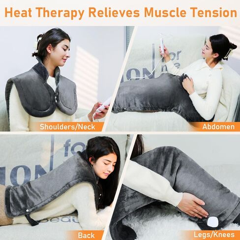 Heating Pad for Back Pain Relief - Durpeak 26"x 35" Large Weighted Electric Heating Pad for Neck and Shoulder with 10 Heating Levels and Auto Shut Off in Kuwait