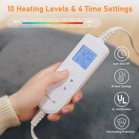 Heating Pad for Back Pain Relief - Durpeak 26"x 35" Large Weighted Electric Heating Pad for Neck and Shoulder with 10 Heating Levels and Auto Shut Off in Kuwait