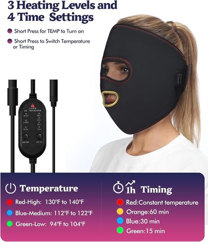 Heated Face Mask, Sinus Pressure Relief Mask, with 3 Temp and 4 Timing Settings, Extra Large Face Heating Pad for Eyes, Hormone Migraine, Tension Headache Relief in Saudi Arabia