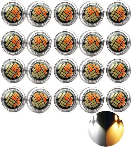 مصابيح LED على شكل عين النسر، كهرمان + أبيض رفيع للغاية 23 مم 12SMD أضواء النهار الجري عكس إشارة الانعطاف أضواء احتياطية أضواء ماركر للسيارة والدراجة النارية والقارب (غلاف أسود، 10 قطع) in Saudi Arabia