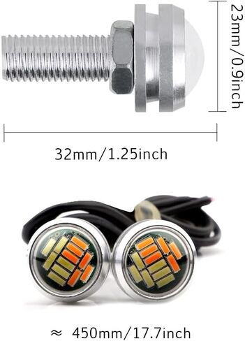 مصابيح LED على شكل عين النسر، كهرمان + أبيض رفيع للغاية 23 مم 12SMD أضواء النهار الجري عكس إشارة الانعطاف أضواء احتياطية أضواء ماركر للسيارة والدراجة النارية والقارب (غلاف أسود، 10 قطع) in Saudi Arabia