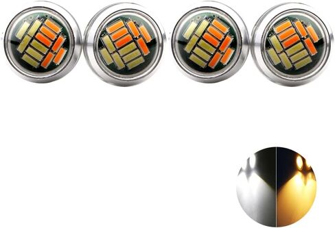 مصابيح LED على شكل عين النسر، كهرمان + أبيض رفيع للغاية 23 مم 12SMD أضواء النهار الجري عكس إشارة الانعطاف أضواء احتياطية أضواء ماركر للسيارة والدراجة النارية والقارب (غلاف أسود، 10 قطع) in Saudi Arabia
