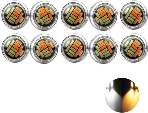 مصابيح LED على شكل عين النسر، كهرمان + أبيض رفيع للغاية 23 مم 12SMD أضواء النهار الجري عكس إشارة الانعطاف أضواء احتياطية أضواء ماركر للسيارة والدراجة النارية والقارب (غلاف أسود، 10 قطع) in Saudi Arabia