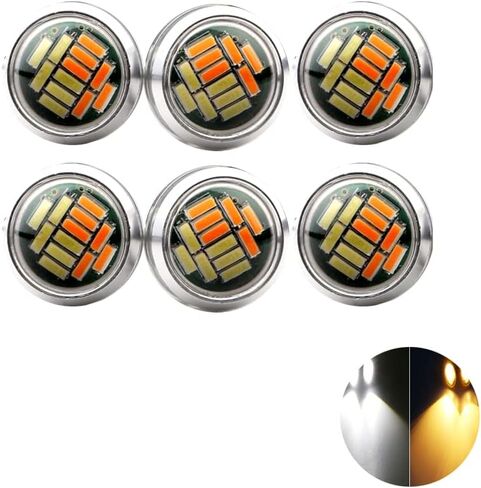 مصابيح LED على شكل عين النسر، كهرمان + أبيض رفيع للغاية 23 مم 12SMD أضواء النهار الجري عكس إشارة الانعطاف أضواء احتياطية أضواء ماركر للسيارة والدراجة النارية والقارب (غلاف أسود، 10 قطع) in Saudi Arabia
